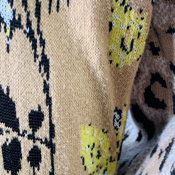 M Khaki Black White Viscose Blend Distressed Oversized Mixed Patterns Cardigan - Picture 7 of 16